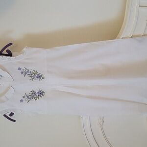 April Cornell White Dress with Floral Embroidery